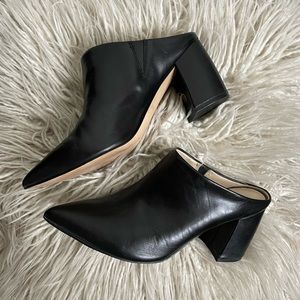 Marc Fisher Black Leather Mules